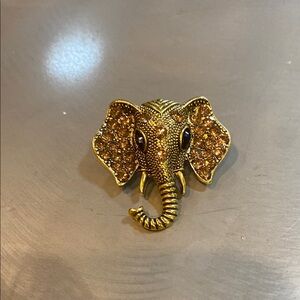 Gold Elephant Brooch